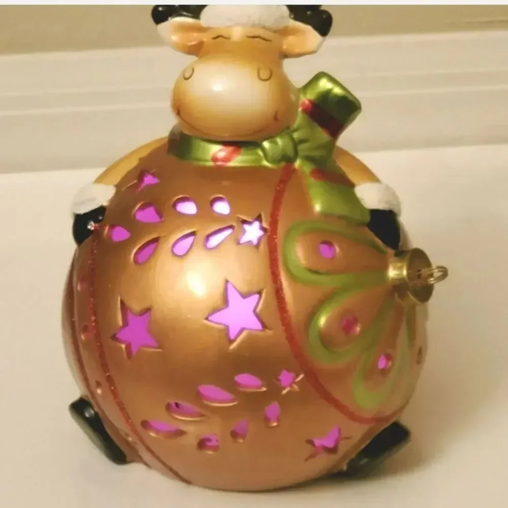 Home Reflections Reindeer Ornament Luminary Flameless Multi Color Candle